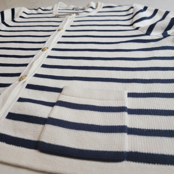 J.Crew Emilie Lady Jacket Cardigan Navy Stripe coastal Cotton 3X Nautical Chic - Picture 7 of 15